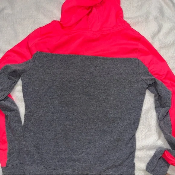 PINK Victoria's Secret Neon Pink and Gray Hoodie - Picture 3 of 4